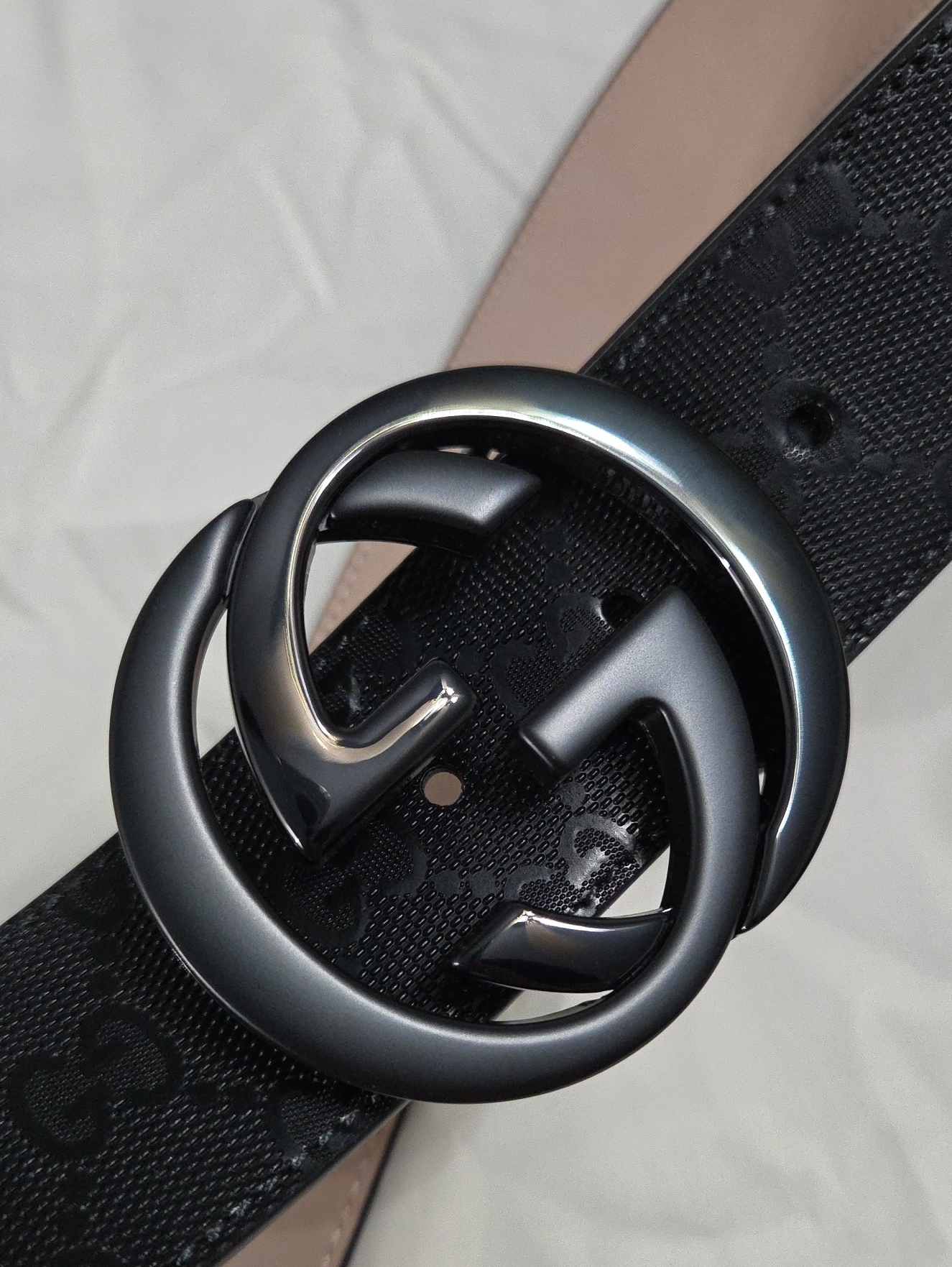Gucci Black Imprime Monogram Gg Belt